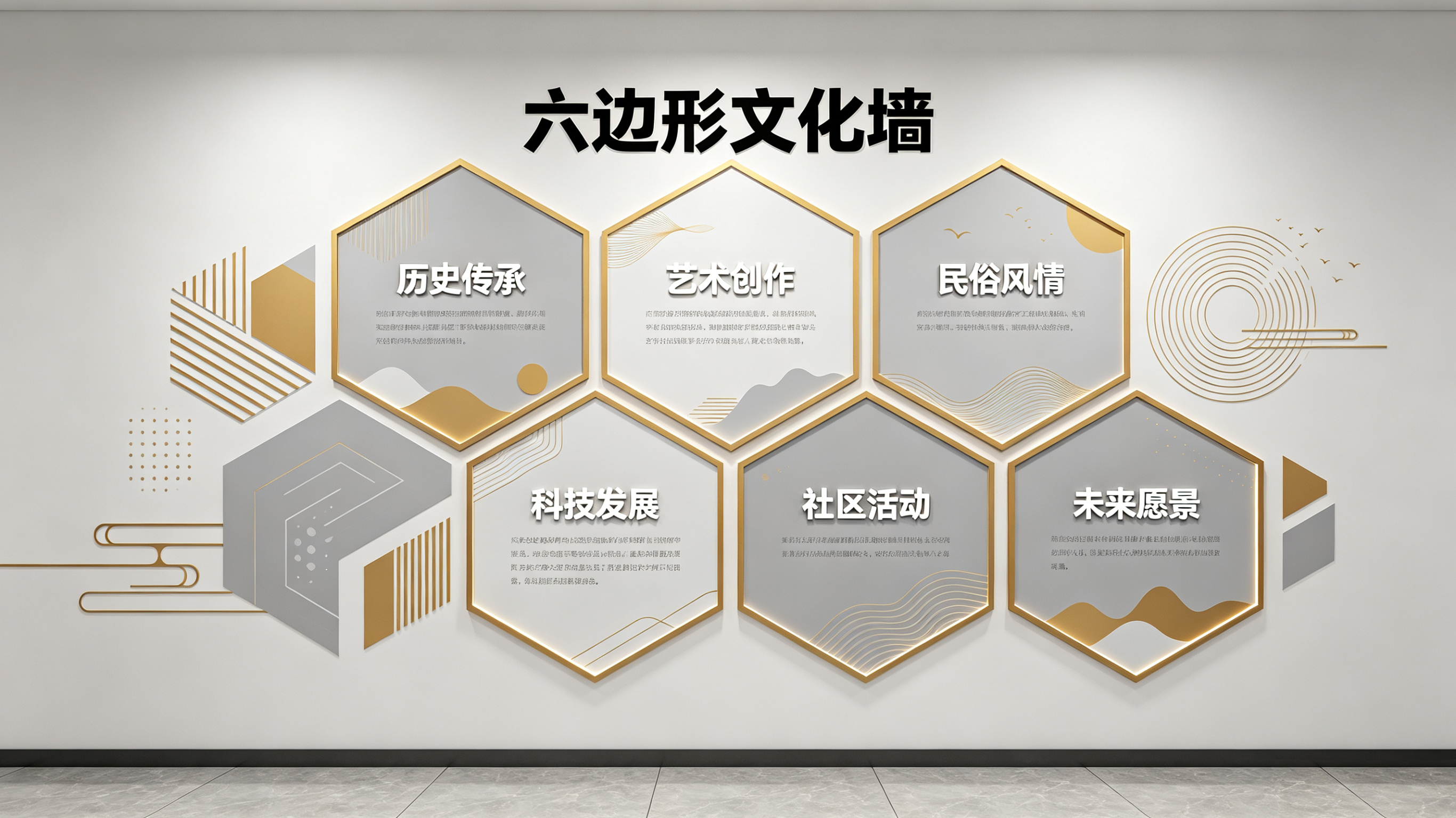 沅江市企业文化墙 | 六边形信息美学